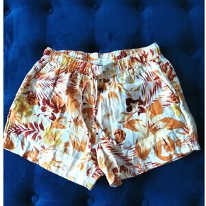 C&C California 100% linen shorts white palm  leaf vacay Resort comfy relax